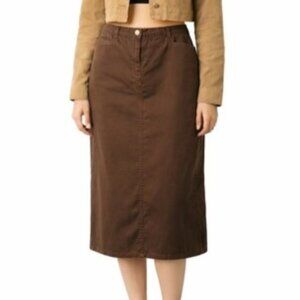 Vintage EVAN PICCONE Skirt 34" Waist Brown Twill Straight Pockets Zip Front